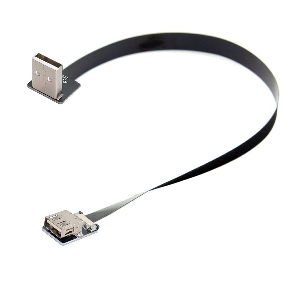 cablecc Up Angled USB 2.0 Type-A Male to Female Extension Data Flat Slim FPC Cable for FPV & Disk & Scanner & Printer 200CM