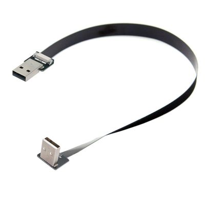 cablecc Up Angled USB 2.0 Type-A Male to Type-A Male Data Flat Slim FPC Cable 90 Degree for FPV & Disk & Scanner & Printer 50CM