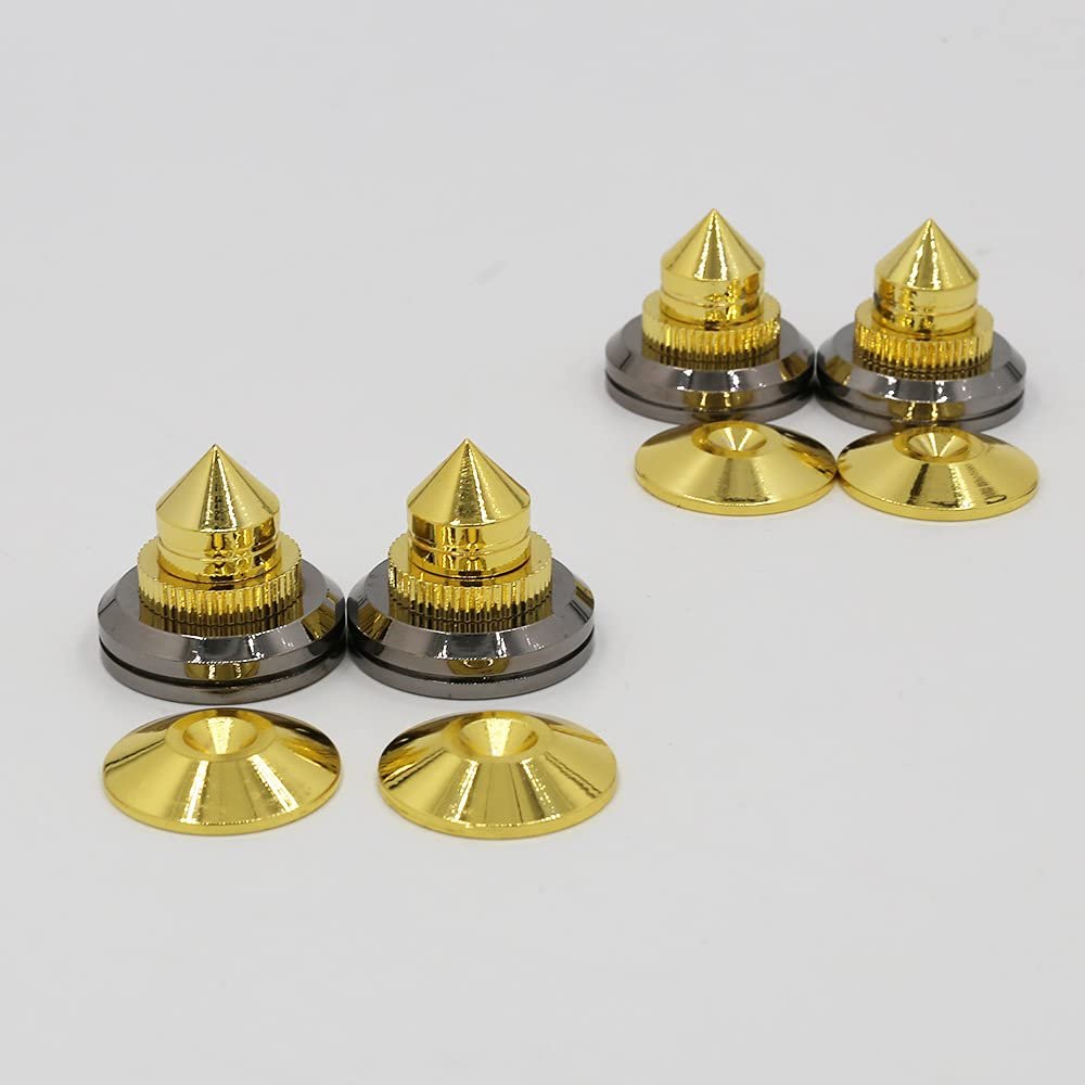 4 Sets Speakers Stand Feet Foot Pad Loudspeaker Box Spikes Cone Floor Foot Nail (Color : 4set Pads and Feets)