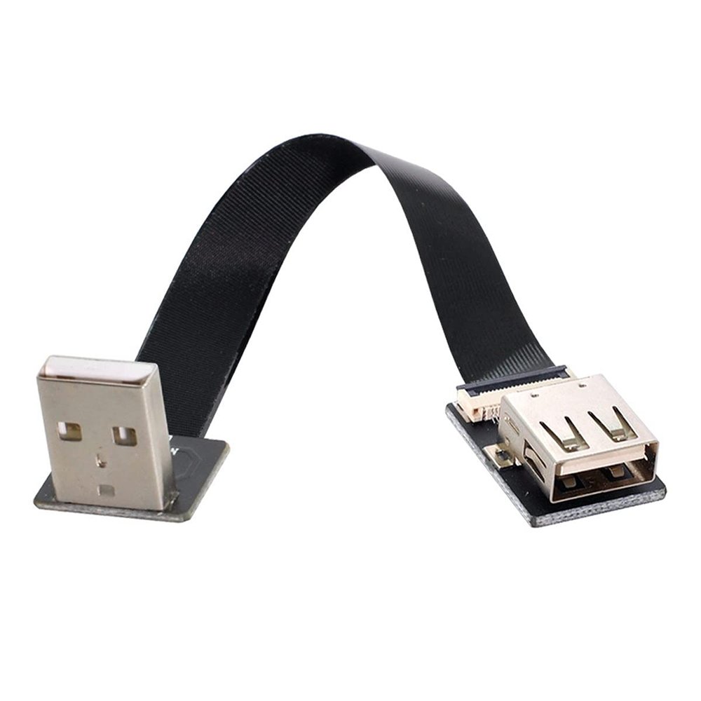 cablecc Down Angled USB 2.0 Type-A Male to Female Extension Data Flat Slim FPC Cable for FPV & Disk & Scanner & Printer 100cm