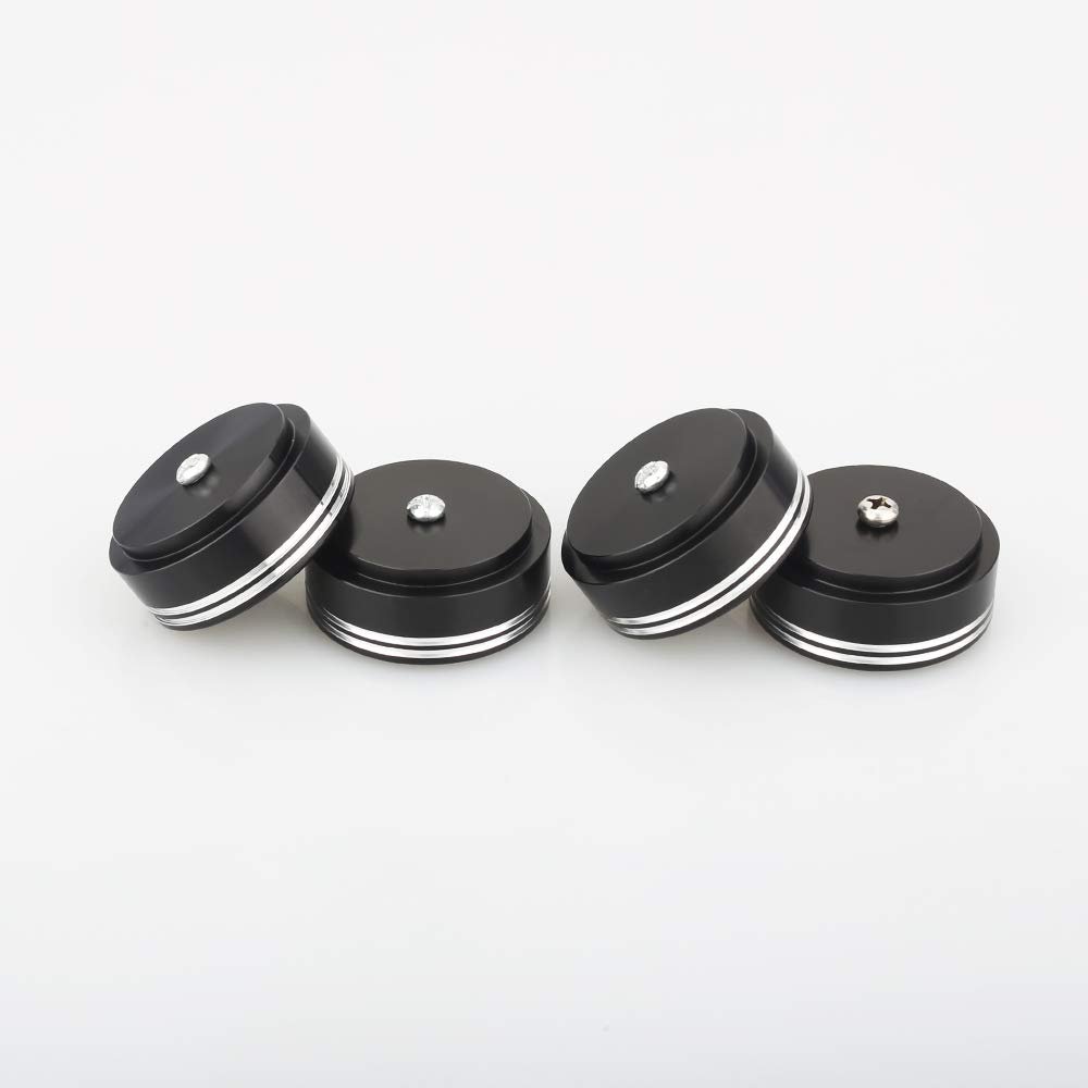 4pcs 39 x 17mm Aluminum Audio Amplifier Speaker Feet Spikes Black/Silver Ring Machine Mats Pads (Color : Black Color)