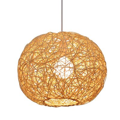 CSSYKV Rattan Chandelier Wedding Arrangement East Decoration Pendant Light Hand-Woven Spherical Rattan Art Hanging Lamp Restaurant Lamp Pastoral Creative Bamboo Art Ceiling Hanging Lighting E27