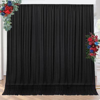 10ft x 10ft Wrinkle Free Black Backdrop Curtains for Parties, 2 Panels 5ftx10ft Polyester Photo Backdrop Drapes for Wedding Birthday Graduation Photography Background