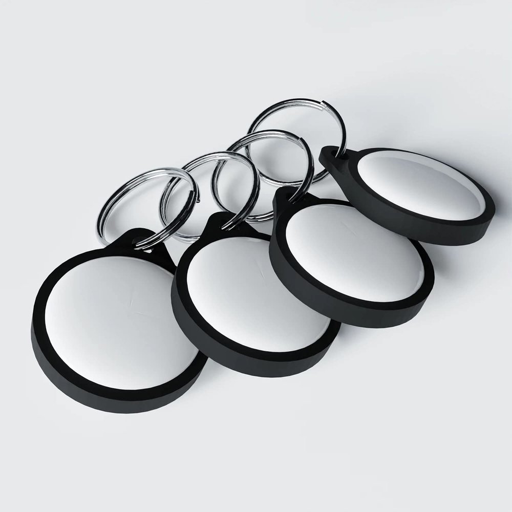 3D Cabin Product Compatible with AirTag - Keyring Holder Attachment (4 Pack) Low Profile for Tracking Device - Pop Fit Black