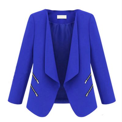 Andongnywell Women's Long Sleeve Open Front Lightweight Work Office Blazer Jacket Overcoats Outwear (Blue,4,X-Large)