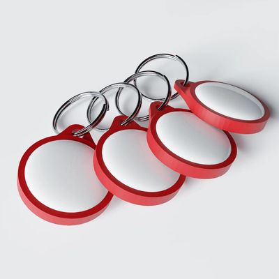 3D Cabin Product Compatible with AirTag Keyring Holder Attachment (4 Pack) Low Profile for Tracking Device - Pop Fit Red