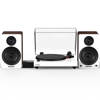 Fluance Reference RT83 High Fidelity Vinyl Turntable (White), PA10 Phono Preamp, Ai61 Powered 6.5" Bookshelf Speakers (White Walnut), Ortofon 2M Red Cartridge, 120W Class D Amplifier, Bluetooth