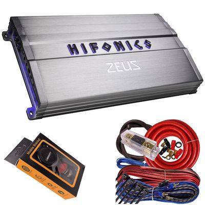 Hifonics ZG-3200.1D Zeus Gamma 1 Channel Super D Class 3200 Watt Car Audio Sound System Subwoofer Speaker Amp Amplifier with Gravity Magnet Phone Holder and 4 Gauge Kit Red Bundle