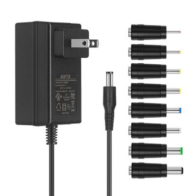 12V 2A Power Supply Adapter, AC/DC Adapter with 8 Selectable Adapter Tips, UL Listed 100V~240V AC to DC 12 Volt Converter Transformer for Router LED Strip Lights CCTV Security Camera Speaker Devices
