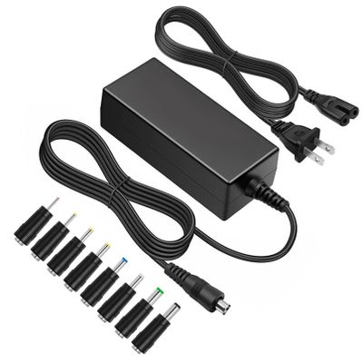 12V 5A 60W Power Supply Adapter AC/DC Adapter 100V~240V to 12 Volt 5 Amp Converter Transformer ETL Listed US Plug for LED Strip Light 3D Printer CCTV Security System LCD Monitor (with 8 Adapter Tips)
