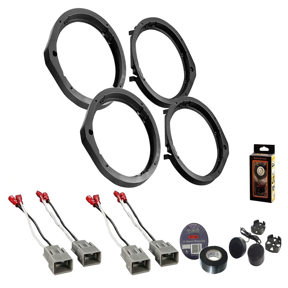 Absolute USA Bundle with Car Speaker Installation Kit for 2012  2013 Honda Crosstour Front and Rear 6.5" and 6.75" Speaker Locations, Speaker Harness
