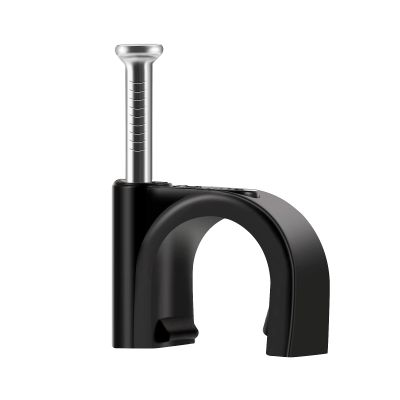 ERKXD Cable Clips Black with Steel Nails 10mm Wire Clips to Wall, Black Round Cable Nail Clips (0.39in/10mm)