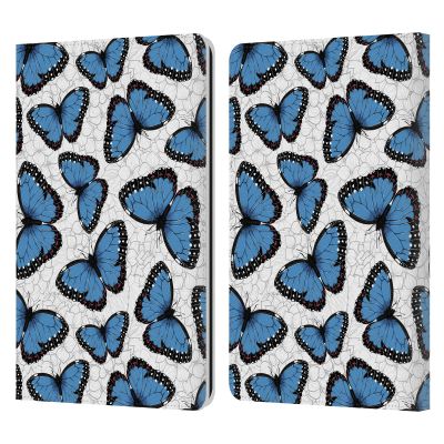 Head Case Designs Officially Licensed Katerina Kirilova Blue Butterflies Floral Patterns Leather Wallet Case Compatible with Kindle Paperwhite 1/2 / 3