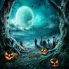 CapiSco 5X3FT Halloween Backdrop Photography Background Horror Moon Night Scary Cemetery Pumpkin Lantern Backdrop for Kids Adult Family Party Birthday Banner Decor Halloween Photo Backdrop SCO192S view 2