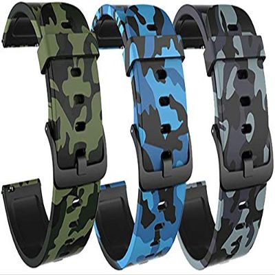 Bands Compatible with Garmin Venu SQ Music SmartWatch, Quick Release Soft Silicone Fadeless Pattern Printed Floral Replacement Band for Venu,Venu sq/sq Music Watch (Camouflage tricolor)
