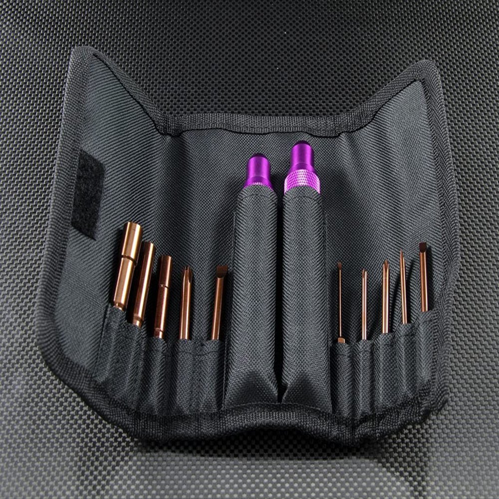 Roadtech Tool Set with Handles + Slot Pins + Phil Pins + Socket Wrench in Fashionable Tool Bag - Purple