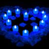 Honoson 12 Pcs Blue LED Tea Light Candle with 600 Pcs Artificial Blue Rose Petals for Romantic Night Proposal Valentine Anniversary Wedding Honeymoon view 1