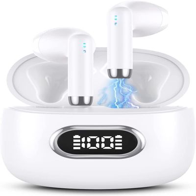 SGNICS Wireless Earbuds for Samsung Galaxy A71 5G UW, Touch Control with Charging Case IPX5 Sweat-Proof TWS Stereo Earphones Hi-Fi Deep Bass Noise Cancellation Outdoor Indoor Sport-White
