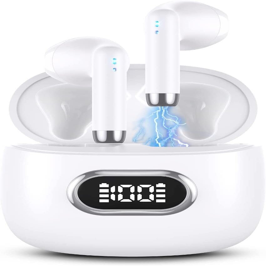 SGNICS Wireless Earbuds for Samsung Galaxy A71 5G UW, Touch Control with Charging Case IPX5 Sweat-Proof TWS Stereo Earphones Hi-Fi Deep Bass Noise Cancellation Outdoor Indoor Sport-White