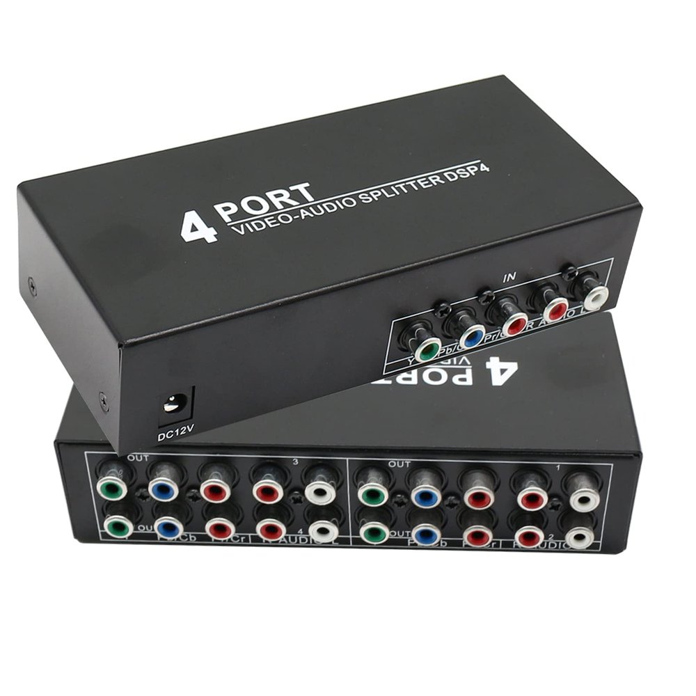 BolAAzuL 5-Way RCA Component Video Audio Splitter, 1 in 4 Out, YPbPr Component Video, L/R Audio, AV Splitter Box for PS2, Wii, Xbox, DVD, HDTV