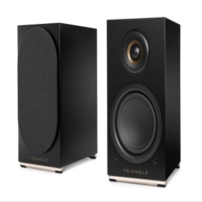 triangle - AIO Twin - Wi-Fi & Bluetooth Active Bookshelf Speakers with 2x50W Amplifier - HD Audio - Phono/Turntable + Optical TV Inputs - 165 x 304 x 235 mm - Black (Pair)