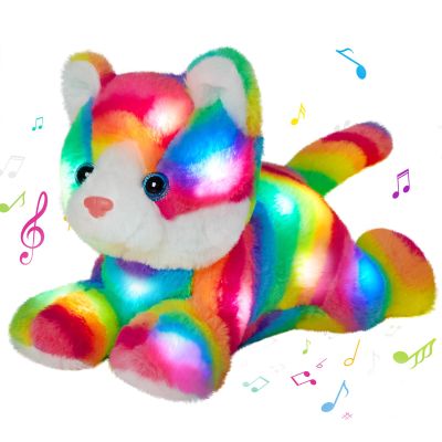 Glow Guards 13" Light up Musical Rainbow Cat Stuffed Animal LED Night Light
