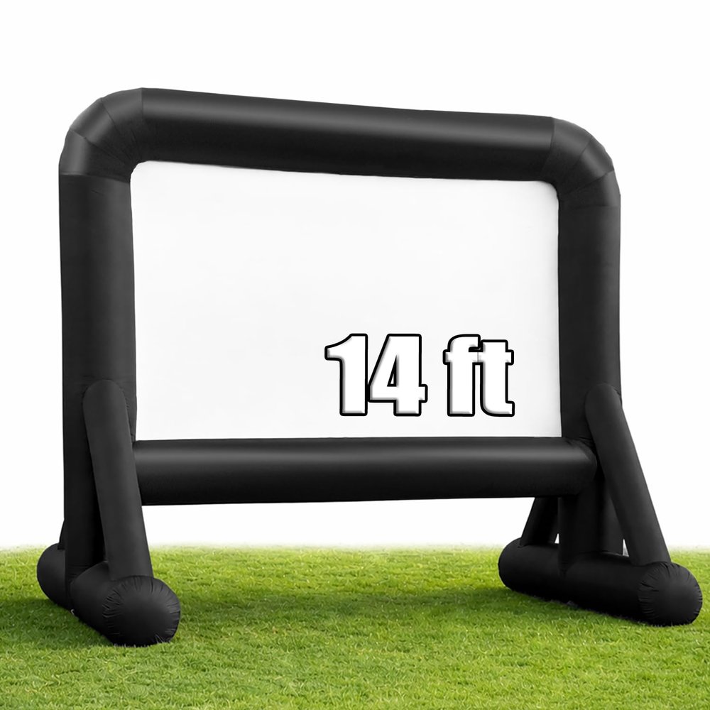 14 FT Inflatable Movie Screen Outdoor Projector Screen for Outside Backyard Movie Night Easy Setup Mega Blow Up Screen, Great for Barbecue Pool Party Outdoor Drive-in Theater - Front/Rear Projection