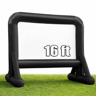 16 FT Inflatable Projector Screen for Outdoor Movies - Easy Setup Blow-Up Screen with Quiet Fan for Outdoor Movie Nights, Backyard Events, and Parties (Dual Support)