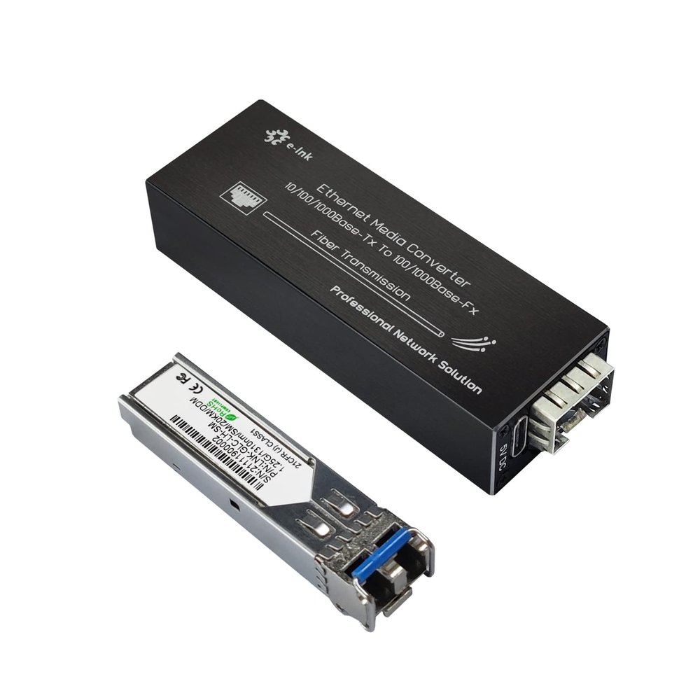 StarRoute Elenzk Micro Gigabit Fiber Media Converter, 10/100/1000Mbps Ethernet to SFP, 1310nm SM 20km, DC 5V USB-C Powered, Ultra Compact