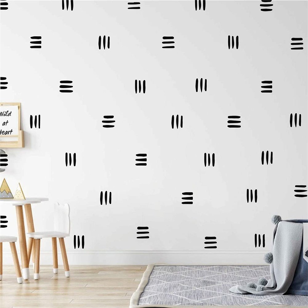 120pcs Modern Line Wall Stickers Boho Nursery Kids Living Room Scandinavian Home Dcor Self-Adhesive Murals Vinyo DIY Gift YT5037 (Black)