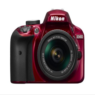 Nikon D3400 w/ AF-P DX NIKKOR 18-55mm f/3.5-5.6G VR (Red) (Renewed)