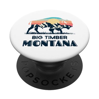 Big Timber Montana Vintage Hiking Bison Nature PopSockets Swappable PopGrip