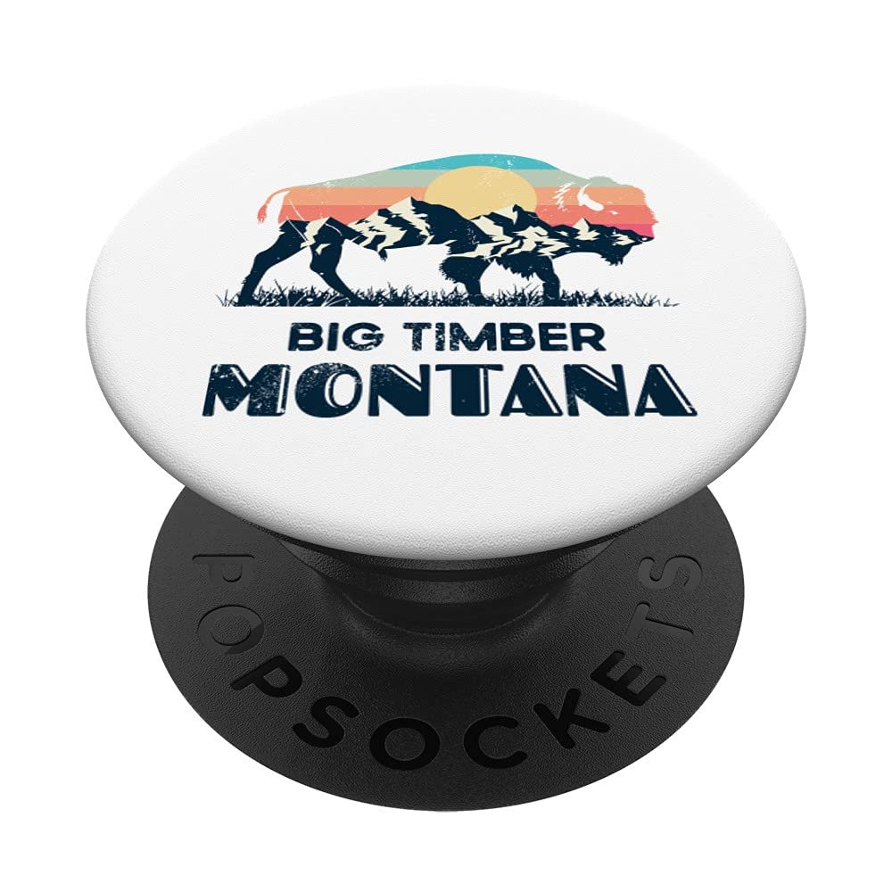 Big Timber Montana Vintage Hiking Bison Nature PopSockets Swappable PopGrip