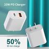 Shenzhen Good-She Technology Co. Ltd. 20W USB C Fast Charger Port PD Power Delivery + Quick 3.0 Wall Block for iPhone 12/11/ Pro Max, XS/XR/X, 8/7/6, iPad Pro, AirPods Samsung Galaxy, Pixel White view 2