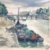 Hans Figura : On the Seine, Paris : Circa 1900 : Archival Quality Art Print view 1