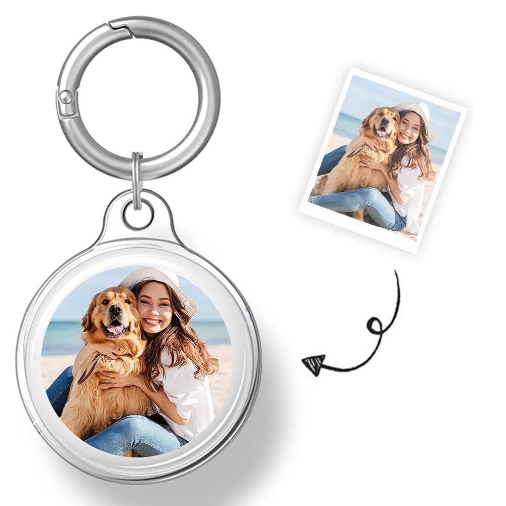 [2 PCS] Custom Photo Compatible with Apple AirTags,Personalized Protective AirTags Case Cover with Anti-Lost Keychain,Design Your Own AirTags Holder