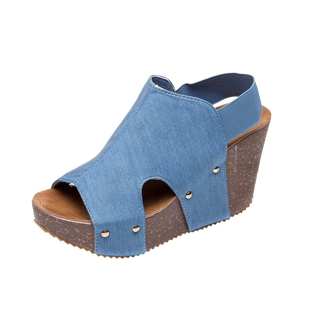 ZBYY Women's Peep Toe Wedge Sandal Comfort Slip On Platform Sandal Summer Bohemian Slingback Beach Espadrille Sandals