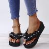 ZBYY Women Flat Sandals Shoes,Fashion T Strap Summer Flip Flops Platform Wedge Sandal Pearl Flat Beach Sandal Slipper view 2