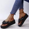 ZBYY Women Flat Sandals Shoes,Fashion T Strap Summer Flip Flops Platform Wedge Sandal Pearl Flat Beach Sandal Slipper view 3