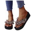 ZBYY Women Flat Sandals Shoes,Fashion T Strap Summer Flip Flops Platform Wedge Sandal Pearl Flat Beach Sandal Slipper view 1
