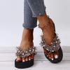 ZBYY Women Flat Sandals Shoes,Fashion T Strap Summer Flip Flops Platform Wedge Sandal Pearl Flat Beach Sandal Slipper view 2