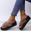 ZBYY Women Flat Sandals Shoes,Fashion T Strap Summer Flip Flops Platform Wedge Sandal Pearl Flat Beach Sandal Slipper view 3