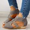 ZBYY Women's Vintage Crystal Outdoor Hollow Out Zip Up Dress Beach Sandals Slip On Open Toe Breathable Platform Sandals view 2