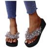 ZBYY Women Flat Sandals Shoes,Fashion T Strap Summer Flip Flops Platform Wedge Sandal Pearl Flat Beach Sandal Slipper view 1