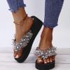 ZBYY Women Flat Sandals Shoes,Fashion T Strap Summer Flip Flops Platform Wedge Sandal Pearl Flat Beach Sandal Slipper view 2