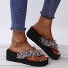 ZBYY Women Flat Sandals Shoes,Fashion T Strap Summer Flip Flops Platform Wedge Sandal Pearl Flat Beach Sandal Slipper view 3