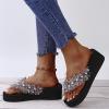 ZBYY Women Flat Sandals Shoes,Fashion T Strap Summer Flip Flops Platform Wedge Sandal Pearl Flat Beach Sandal Slipper view 4