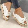 ZBYY Women Sandals Casual Summer Open Toe Bow Platform Flip Flops Sandals Slip On Travel Beach Sandals Roman Slipper view 2