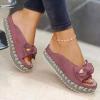 ZBYY Women Sandals Casual Summer Open Toe Bow Platform Flip Flops Sandals Slip On Travel Beach Sandals Roman Slipper view 2