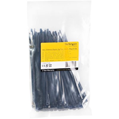 Startech CBMZT4BK 4 Cable Nylon Plastic Zip Tie, Black - Small - Pack of 1000
